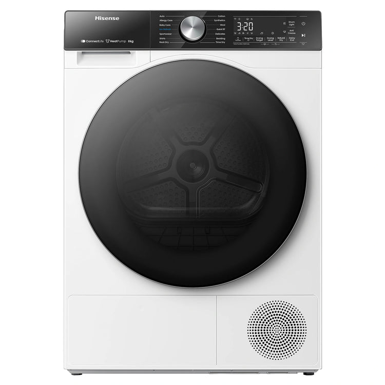 Hisense 8kg Series 5 Heat Pump Dryer HDFS80HE, Front View