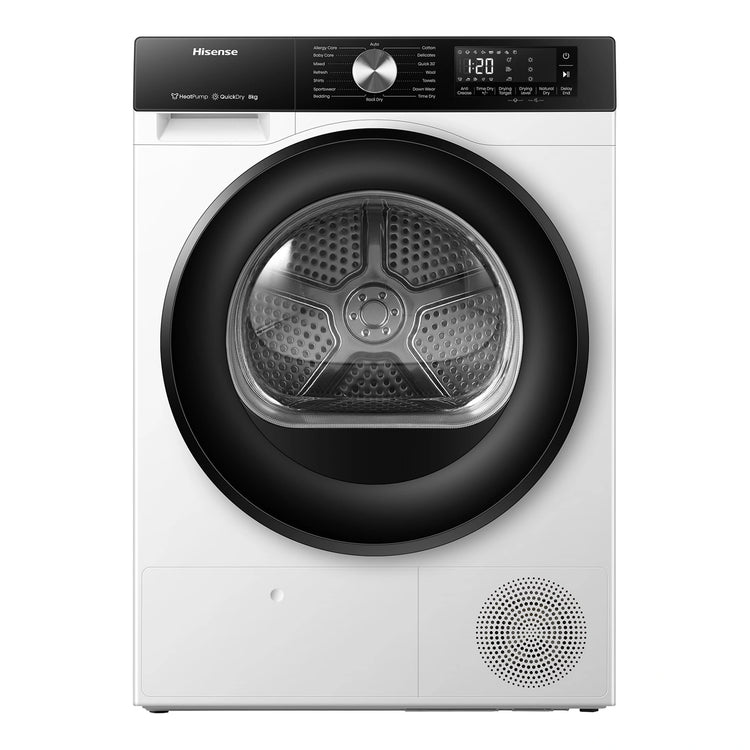 Hisense 8kg 3 Series Heat Pump Dryer with 4.5L Water Tank HDFS80HS, Front View
