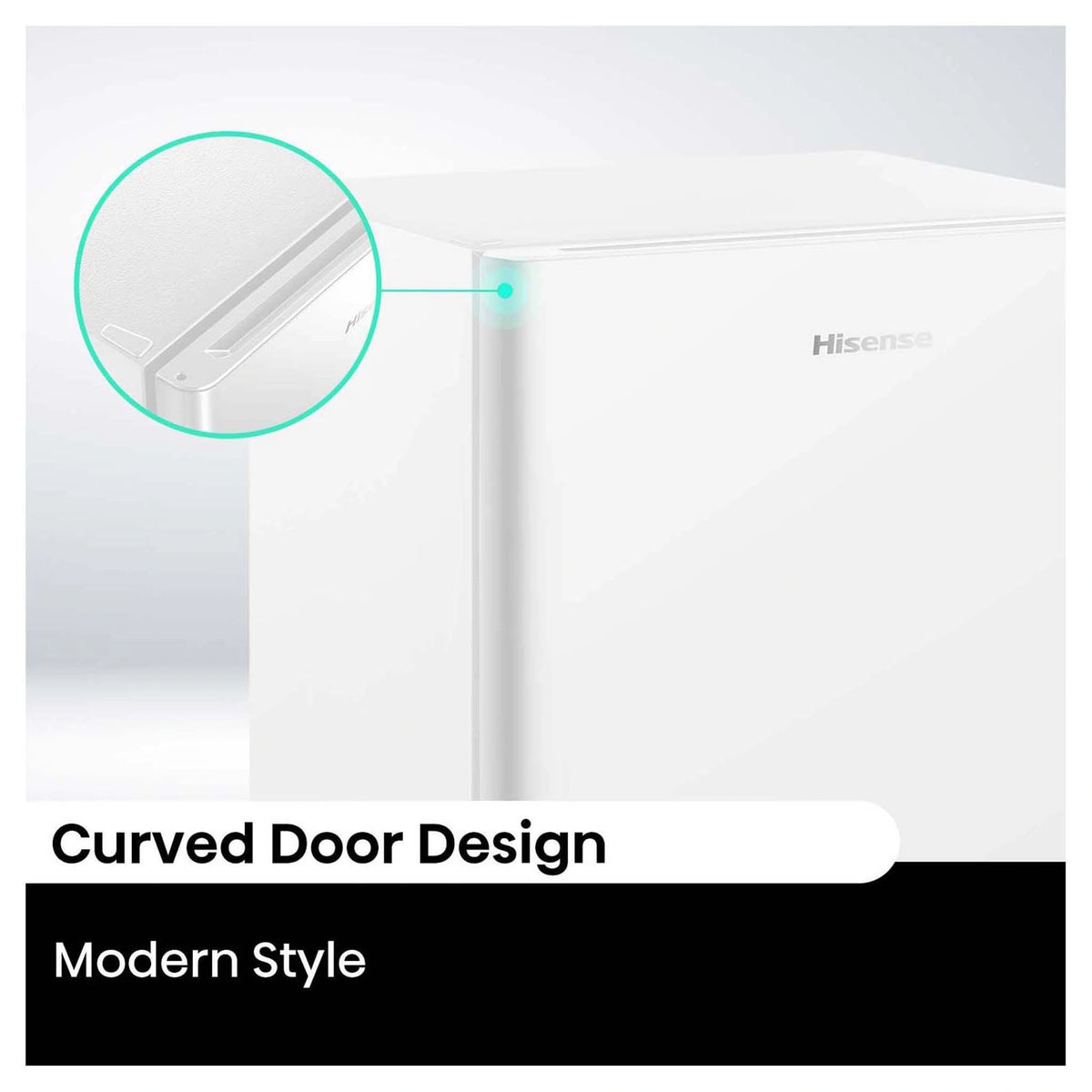 Hisense 45L White Bar Refrigerator HRBF46, Curved Door View