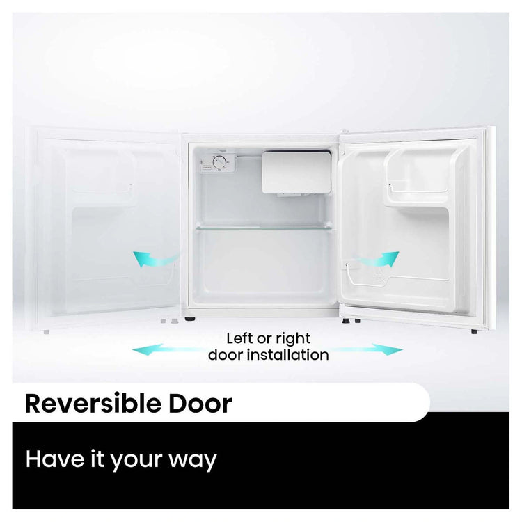 Hisense 45L White Bar Refrigerator HRBF46, Reversible Door View