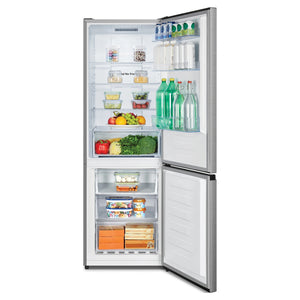 Hisense 292L Bottom Mount Fridge Stainless Steel HRBM292S, Front View Door Open Storages
