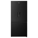 Hisense 482L Bottom Mount Fridge Black Steel HRBM482BW, Front View