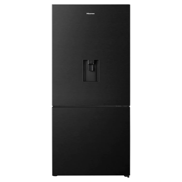 Hisense 482L Bottom Mount Fridge Black Steel HRBM482BW, Front View