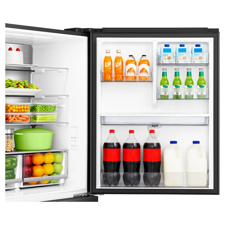 Hisense 500L PureFlat Bottom-Mount Fridge Dark Steel HRBM500TBW, Fridge Door View With Storages