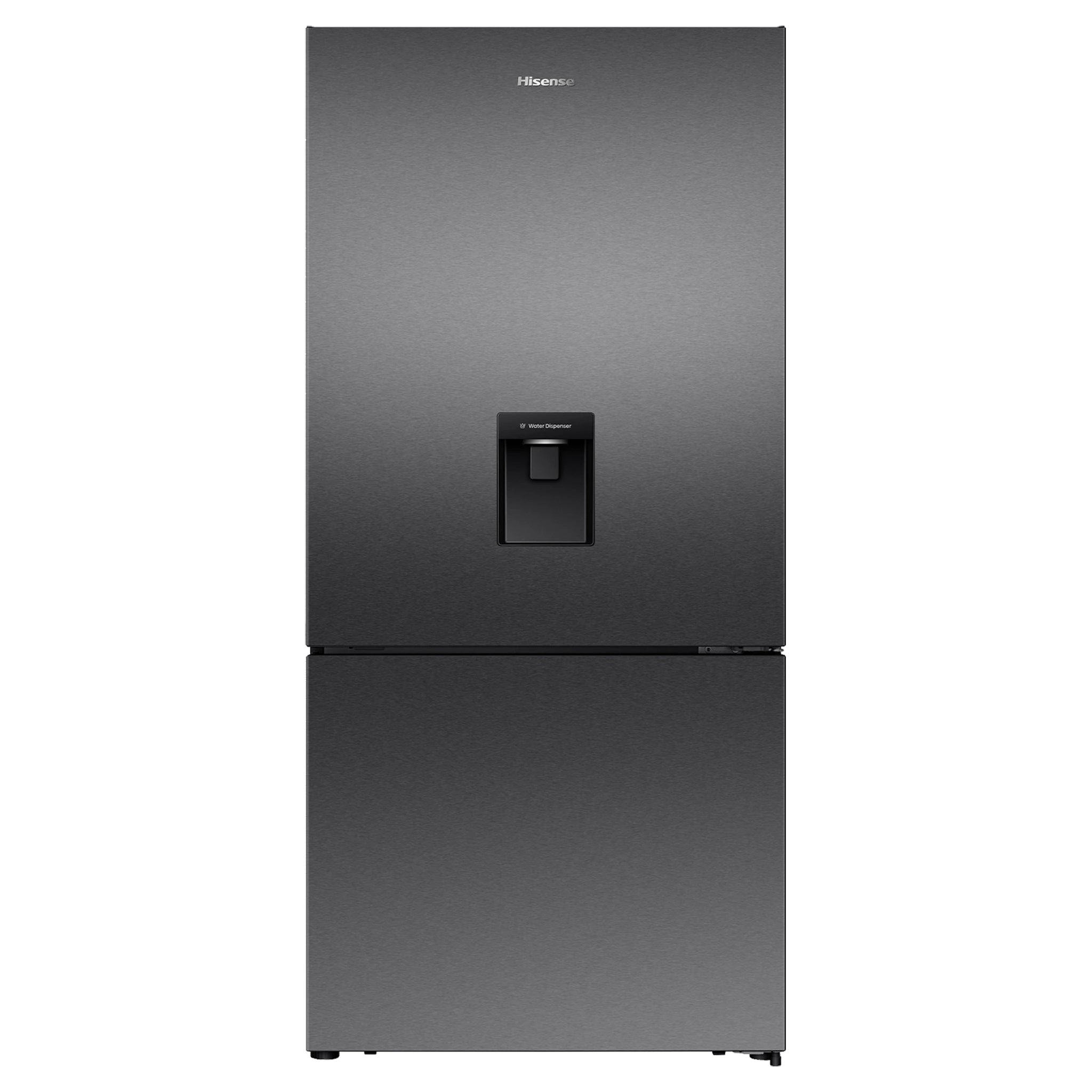 Hisense 500L PureFlat Bottom-Mount Fridge Dark Steel HRBM500TBW, Front View