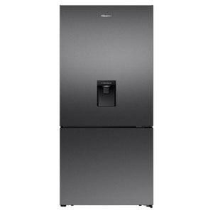 Hisense 500L PureFlat Bottom-Mount Fridge Dark Steel HRBM500TBW, Front View