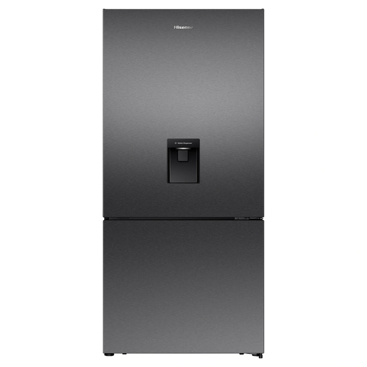 Hisense 500L PureFlat Bottom-Mount Fridge Dark Steel HRBM500TBW, Front View