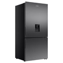 Hisense 500L PureFlat Bottom-Mount Fridge Dark Steel HRBM500TBW, Left Side View