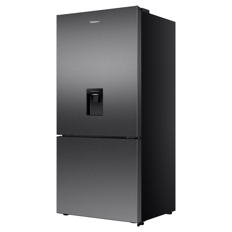 Hisense 500L PureFlat Bottom-Mount Fridge Dark Steel HRBM500TBW, Right Side View
