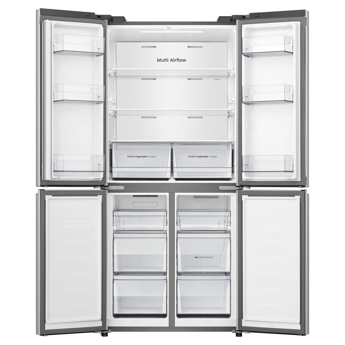 Hisense 483L PureFlat Slim French Door White HRCD483G, Front Double Door Open View