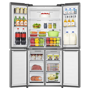 Hisense 483L PureFlat Slim French Door White HRCD483G, Front Double Door Open View Storages