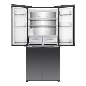 Hisense 483L PureFlat Slim French Door - Dark Steel HRCD483TBW, Front View Top Door Open