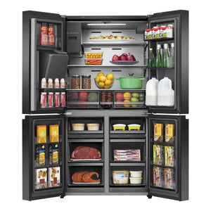 Hisense 585L PureFlat - Eclipse Dark Steel HRCD586TBWB, Front View With All Doors Open