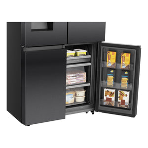 Hisense 585L PureFlat - Eclipse Dark Steel HRCD586TBWB, Front View With Bottom Right Door Open