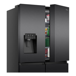 Hisense 585L PureFlat - Eclipse Dark Steel HRCD586TBWB, Front View With Top Right Door Open