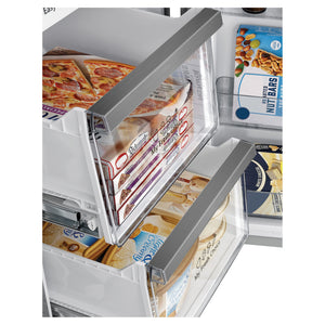 Hisense 609L French Door Fridge - Stainless Steel HRCD610TS, Drawers Open View With Storages
