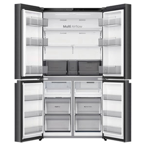 Hisense 647L PureFlex French Door Refrigerator - Dark Stainless Steel HRCD640TB, Front View With Double Door Open View