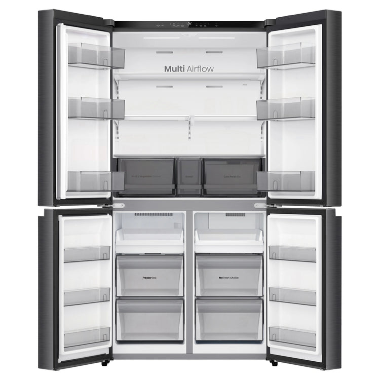 Hisense 647L PureFlex French Door Refrigerator - Dark Stainless Steel HRCD640TB, Front View With Double Door Open View