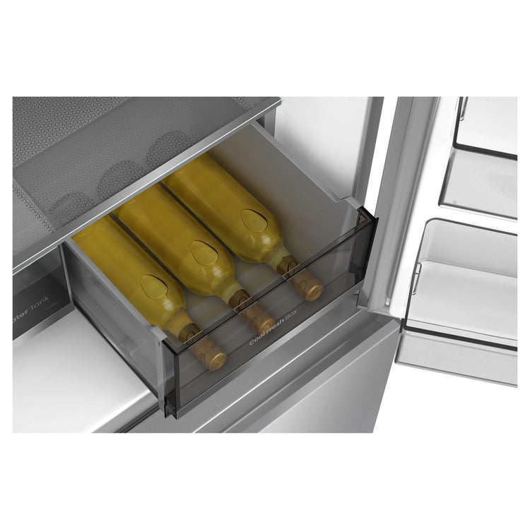 Hisense 640L Stainless Steel PureFlex French Door Fridge with Ice & Water Dispenser HRCD640TSW, Cool Fresh Box View With Storages 2
