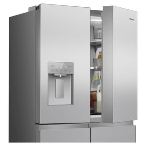 Hisense 640L Stainless Steel PureFlex French Door Fridge with Ice & Water Dispenser HRCD640TSW, Front Right Upper Side Half Door Open View
