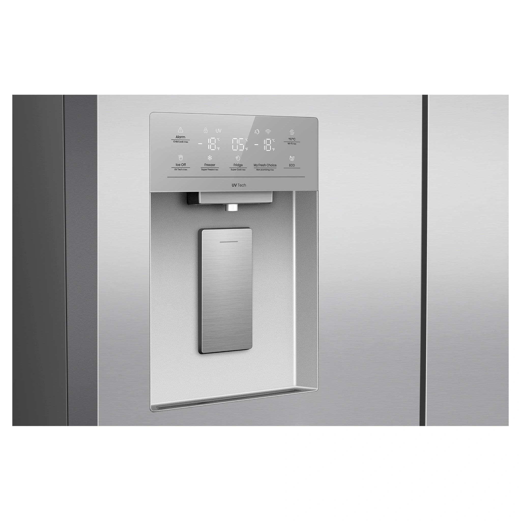 Hisense 640L Stainless Steel PureFlex French Door Fridge with Ice & Water Dispenser HRCD640TSW, Water Dispenser View
