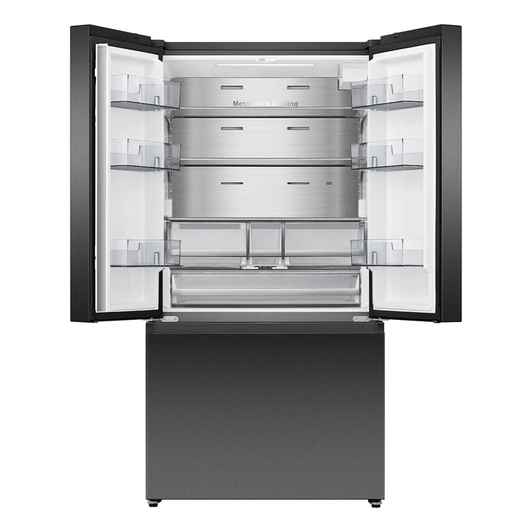 Hisense 634L Dark Steel PureFlat French Door Fridge HRFD634BW, Front View With Door Open