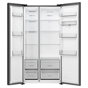 Hisense 541L Black PureFlat Side by Side Refrigerator HRSBS540BW, Front Double Door Open View