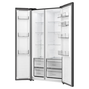 Hisense 541L Black PureFlat Side by Side Refrigerator HRSBS540BW, Front Double Door Open View