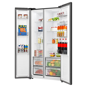 Hisense 541L Black PureFlat Side by Side Refrigerator HRSBS540BW, Left Side Double Door Open View Storages