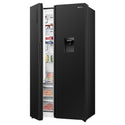 Hisense 541L Black PureFlat Side by Side Refrigerator HRSBS540BW, Left Side Half Door Open View Storages