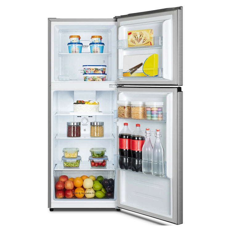 Hisense 205L Silver Top Mount Fridge HRTF206S, Front View With Door Open Storages