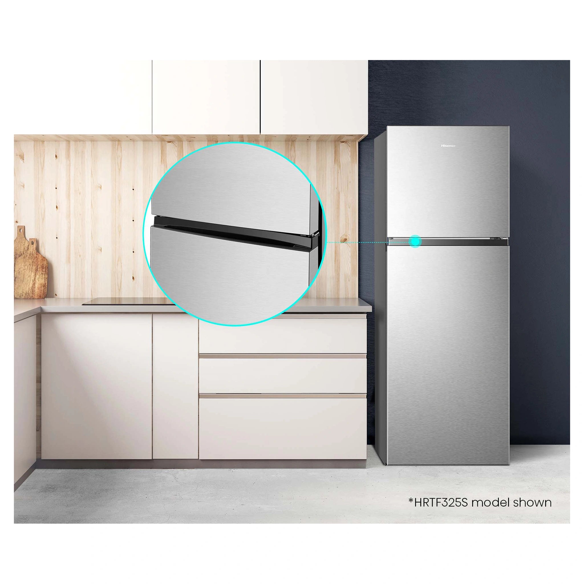 Hisense HRTF325S 326L Top Mount Fridge Silver