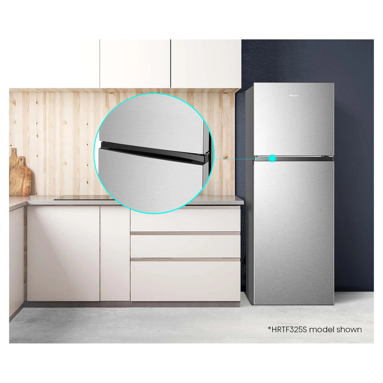 Hisense 326L Top Mount Fridge Silver HRTF325S, Handle View