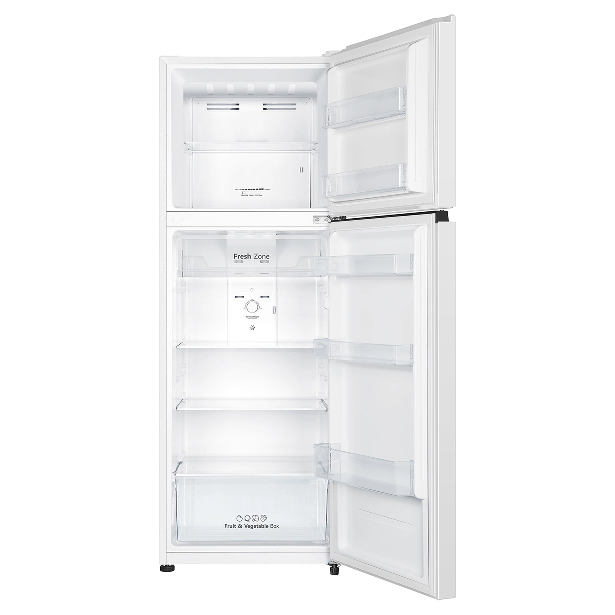Hisense 326 Litre White Top Mount Fridge 4.5 Star Energy HRTF325, Front View With Door Open