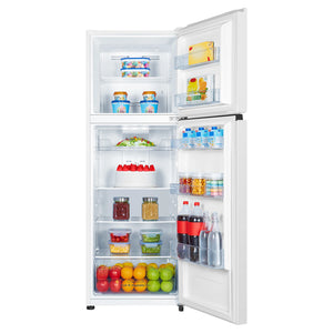 Hisense 326 Litre White Top Mount Fridge 4.5 Star Energy HRTF325, Front View With Door Open Storages
