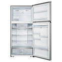 Hisense 496L Top Mount Fridge Stainless Steel HRTF496SW, Front View With Door Open