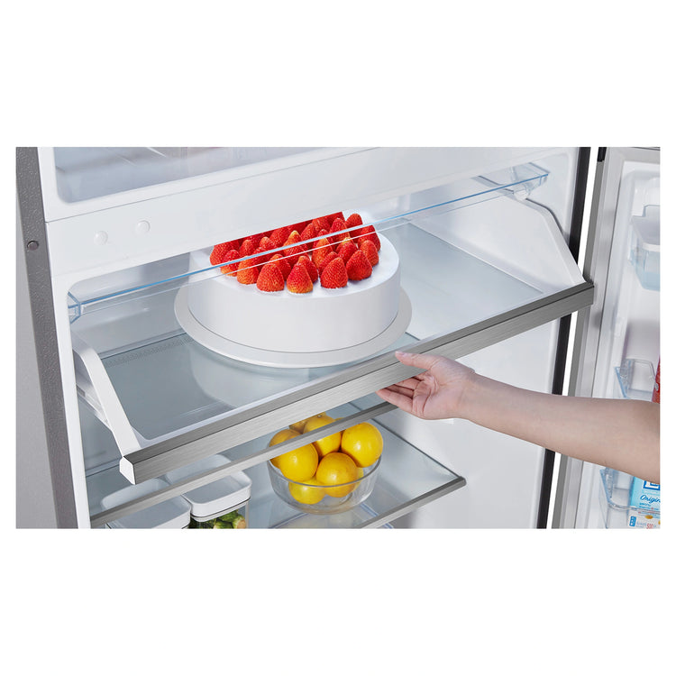 Hisense 496L Top Mount Fridge Stainless Steel HRTF496SW, Slide Shelf View