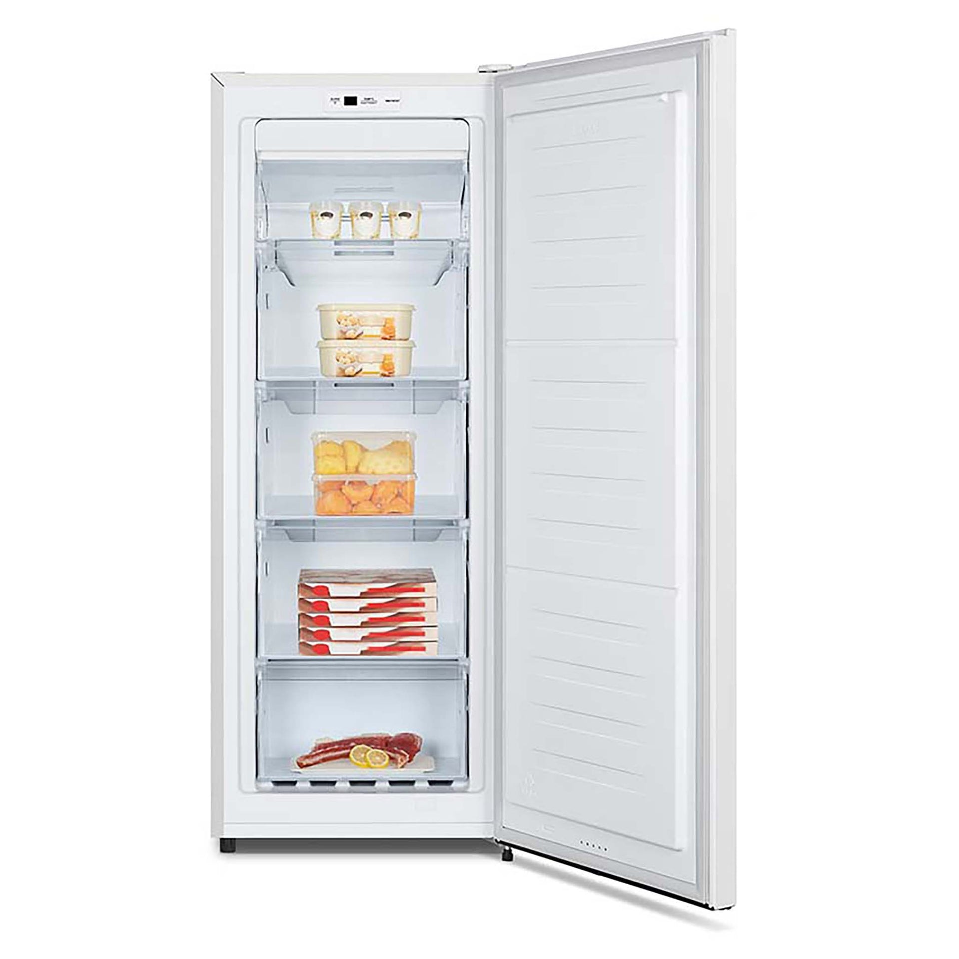 Hisense 155L White 1-Door Freezer HRVF155, Left Side Open Door With Food