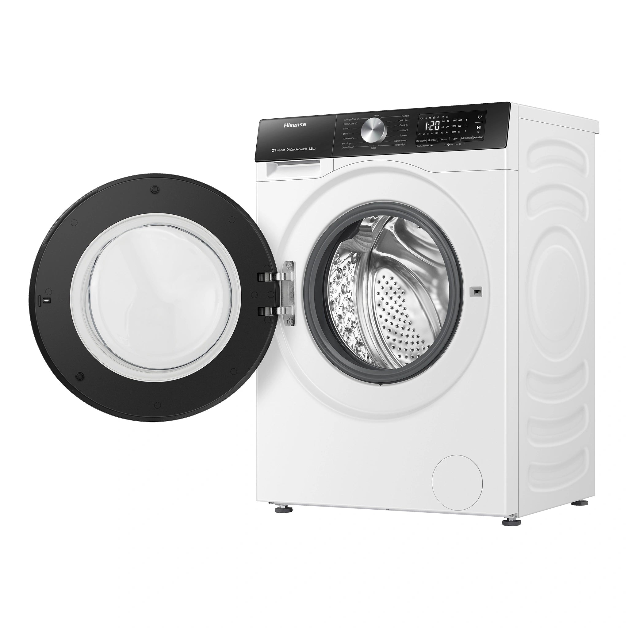 Hisense 8.5kg Series 3 Front Load Washing Machine HWF3S8514, Right Side With Door Open