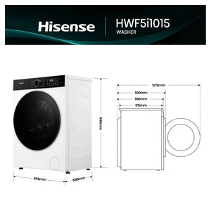 Hisense 10Kg Series 5i Front Load Washer HWF5I1015, Dimensions View