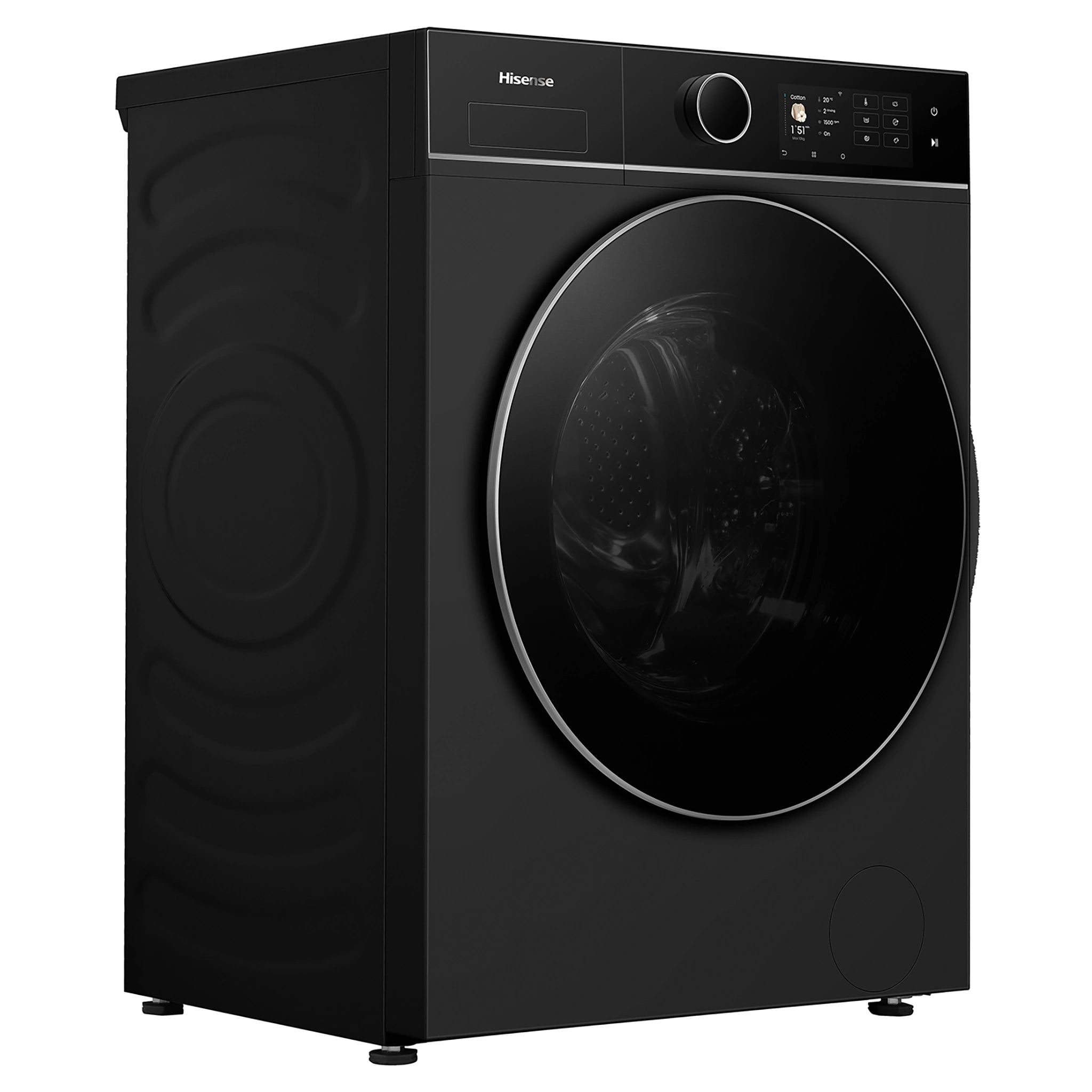 Hisense 10kg Series 8i Charcoal Black Front Load Washing Machine HWF8I1015BX, Left Side View