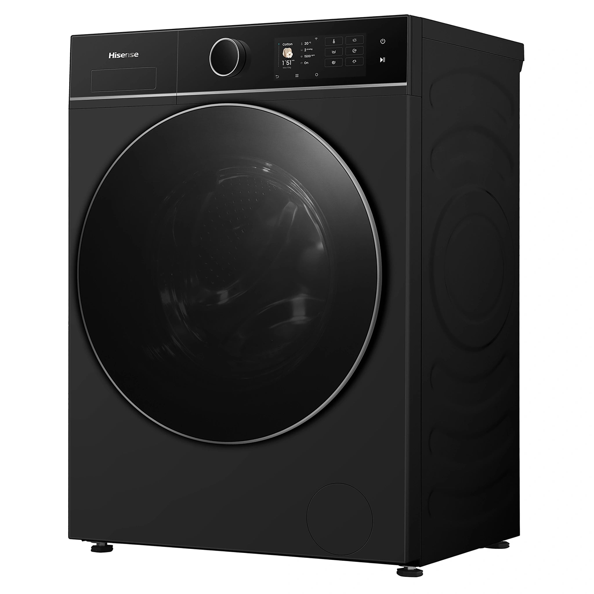 Hisense 10kg Series 8i Charcoal Black Front Load Washing Machine HWF8I1015BX, Right Side View