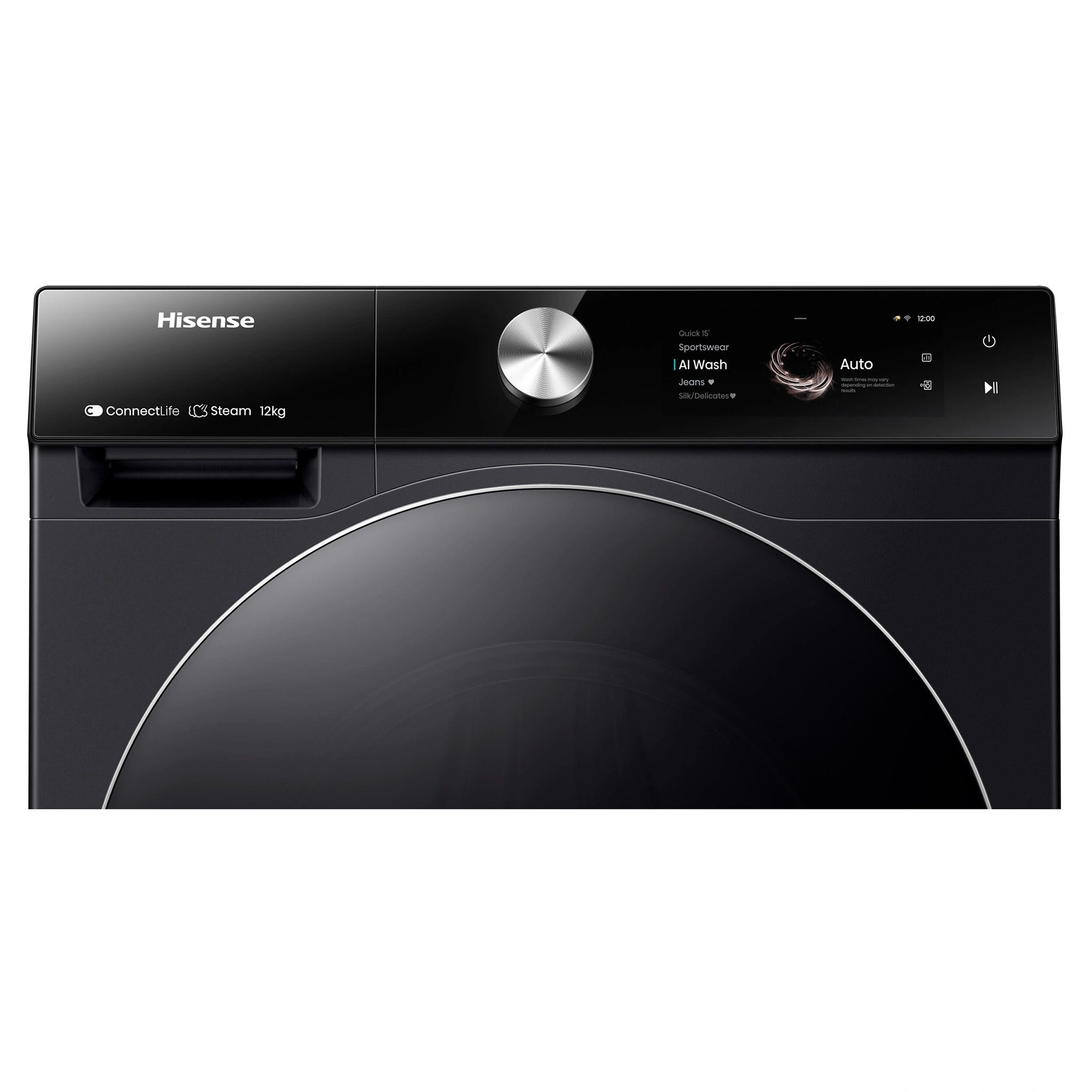 Hisense 12kg Series 9 Charcoal Black Front Load Washer HWF9S1214BX, Control Panel View
