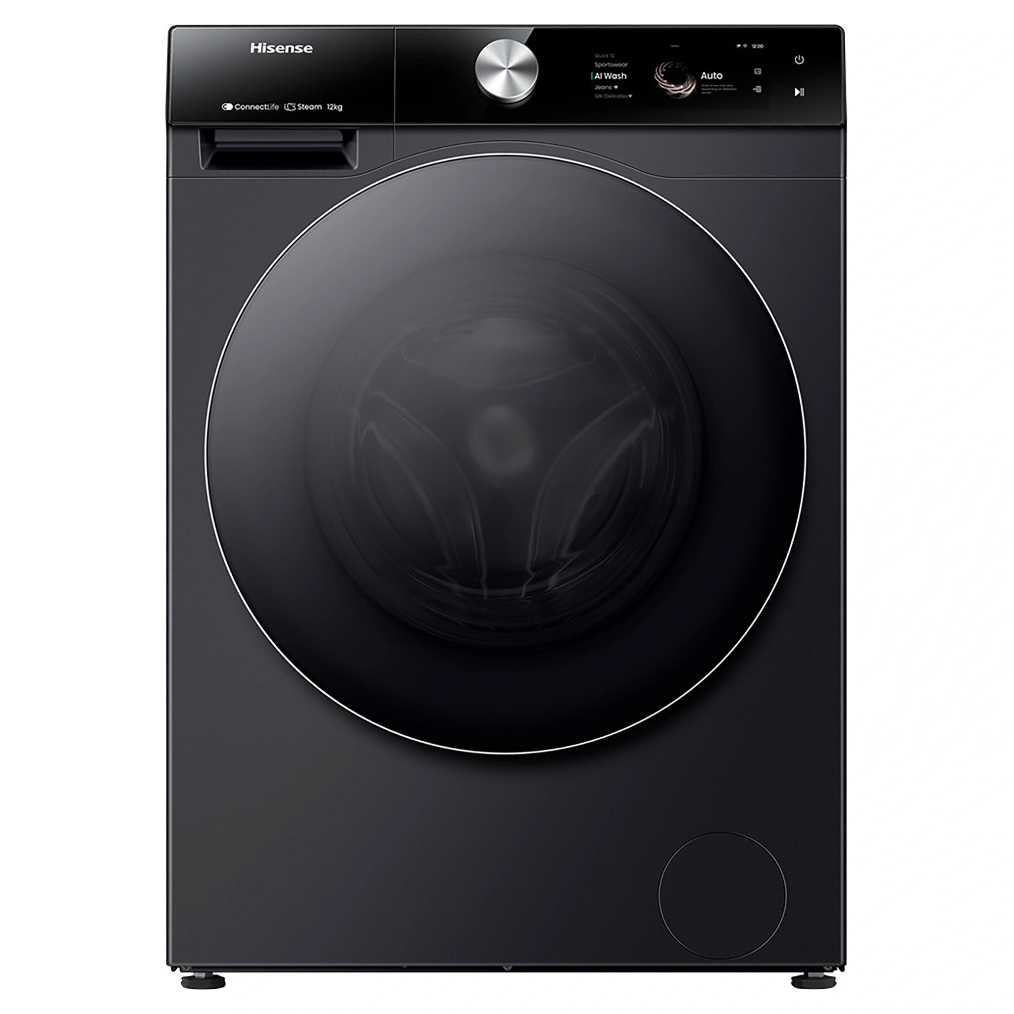 Hisense 12kg Series 9 Charcoal Black Front Load Washer HWF9S1214BX, Front View