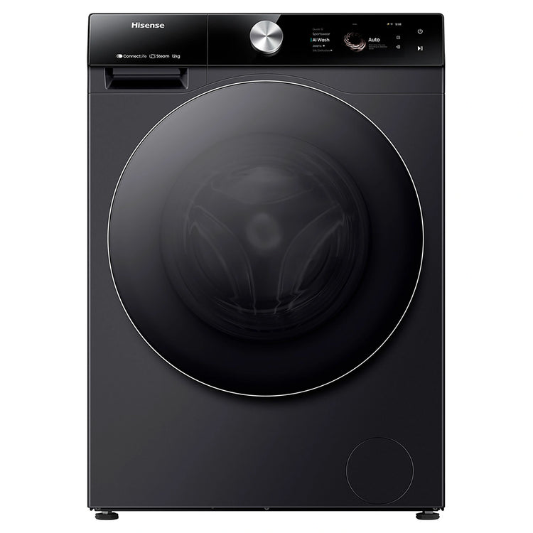 Hisense 12kg Series 9 Charcoal Black Front Load Washer HWF9S1214BX, Front View