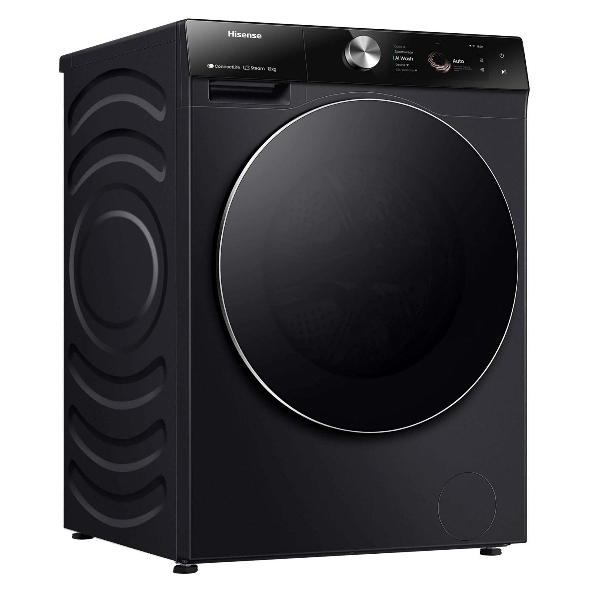 Hisense 12kg Series 9 Charcoal Black Front Load Washer HWF9S1214BX, Left Side View