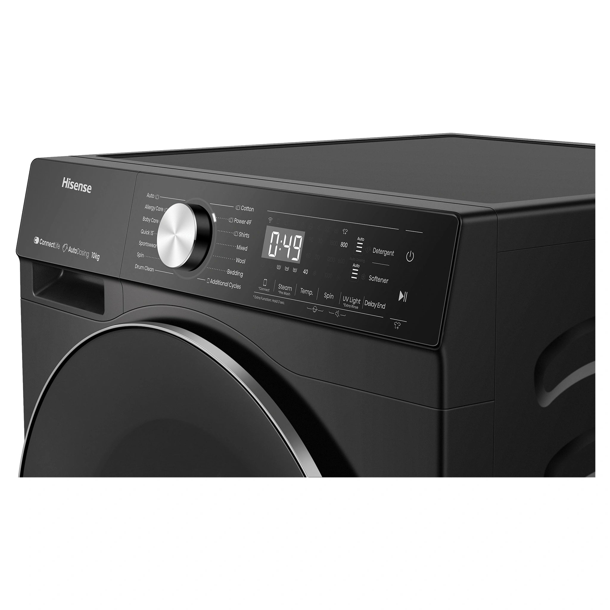 Hisense 10kg Series 7 Front Load Washing Machine HWFS1015AB, Control Panel View 1