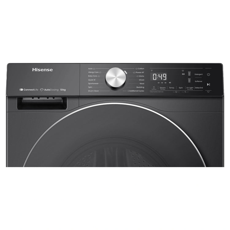 Hisense 10kg Series 7 Front Load Washing Machine HWFS1015AB, Control Panel View