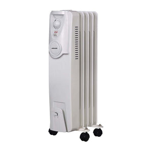 Heller HOCH5 1000W 5 Fin Electric Oil Heater, Front left view
