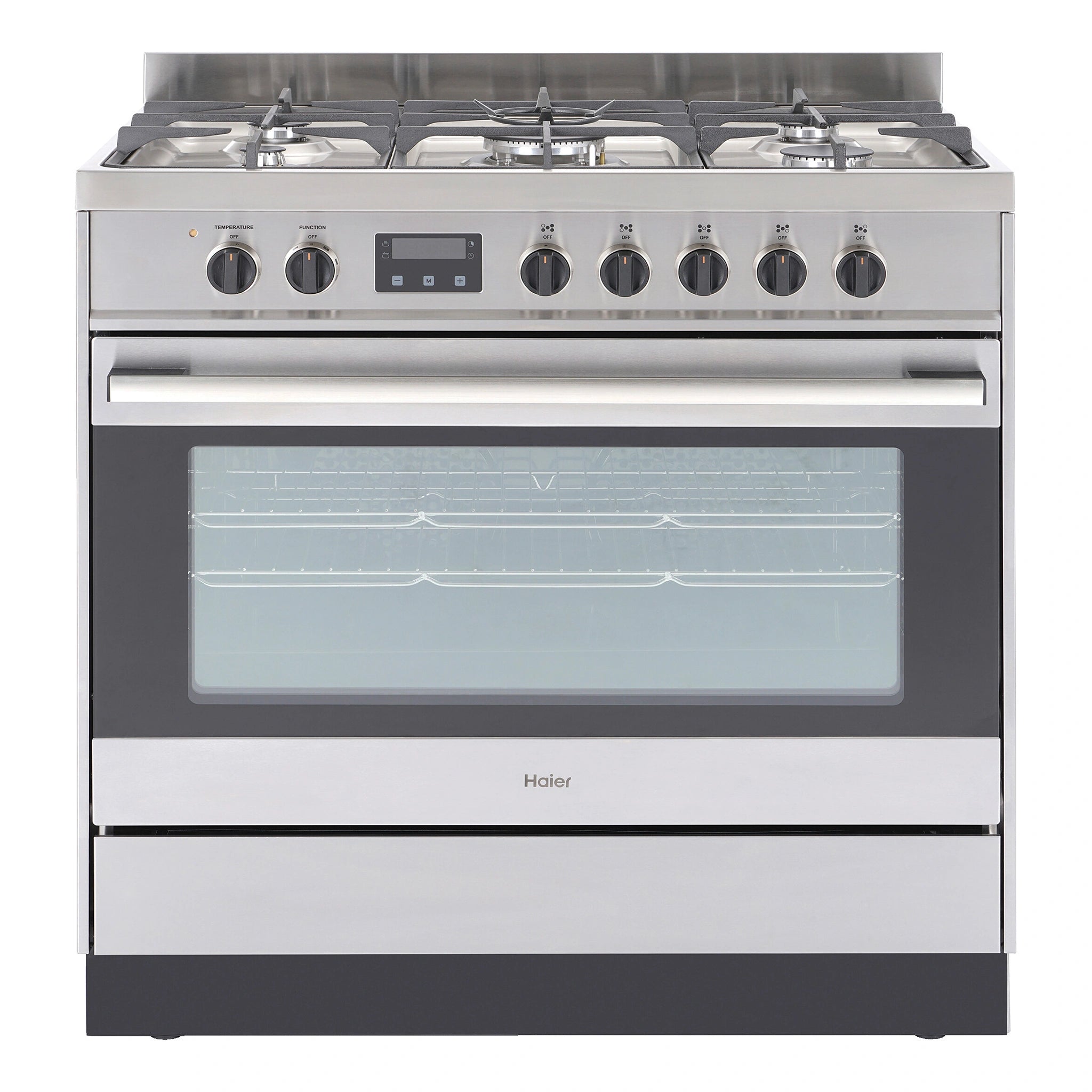Haier 90cm Freestanding Dual Fuel Cooker HOR90S9MSX1, Front View